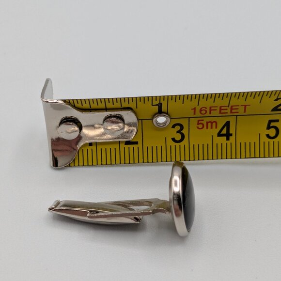 Black and Silver Tone Cufflinks 0.5" Diameter - Picture 6 of 7